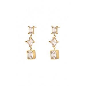 NEW HJANE JEWELS catherine studs clear earrings in gold